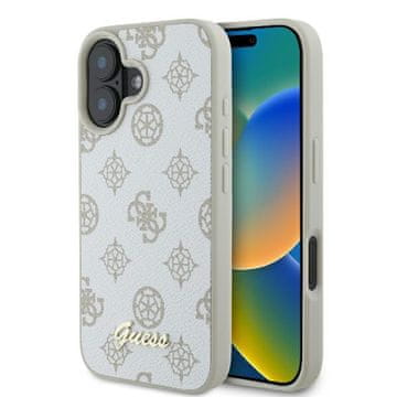 Guess Futrola za iPhone 16 Peony Script Logo MagSafe bijela