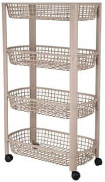 Koopman Bež mobilna kolica s 4 košare 78,8x26x46,5 cm