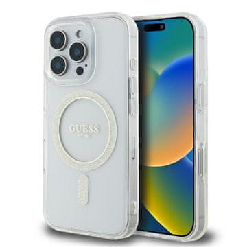 Guess Glitter Circle maskica za iPhone 16 Pro - prozirna MagSafe