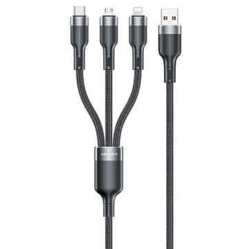 Awei 3-u-1 USB-C/Lightning/Micro kabel crne boje