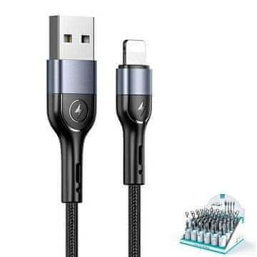 USAMS pleteni kabel U55 2A lightning 1 kom za set U55 crno/crno 1 m SJ448ZJ01 (US-SJ448) SJ448USBSG01