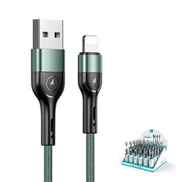 USAMS pleteni kabel U55 2A Lightning 1 kom za set U55 zelena/zelena 1 m SJ448USBSG02 (US-SJ448)