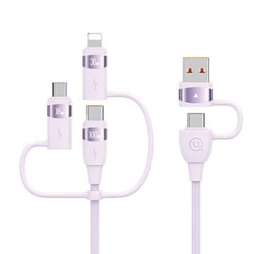 USAMS kabel U85 2xUSB-C/USB/Micro-USB/Lightning 6u1 1,2 m 100 W PD brzo punjenje ljubičasti/ljubičasti SJ645USB02 (US-SJ645)