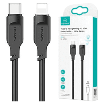 USAMS USAMS kabel USB-C na Lightning 20 W 1,2 m PD brzo punjenje Lithe Series crni/black SJ566USB01 (US-SJ566)