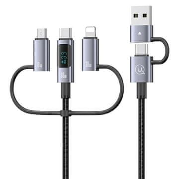 USAMS 6-u-1 USB-C kabel 2 m brzo punjenje crne boje