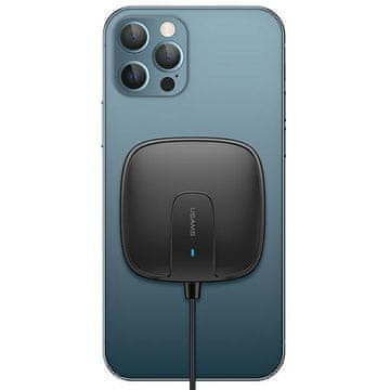 USAMS induktivni punjač US-CD159 magneticW1 15W ekstra tanki iPhone serije 12 crni/crni CD159DZ01