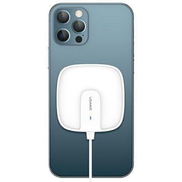USAMS induktivni punjač US-CD159 magneticW1 15W ekstra tanki iPhone serije 12 bijeli/bijeli CD159DZ02