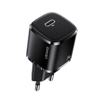 USAMS Lad. mreža. 1xUSB-C T36 mini 20W (samo glava) PD3.0 Brzo punjenje crno/crno CC124TC01 (US-CC124)
