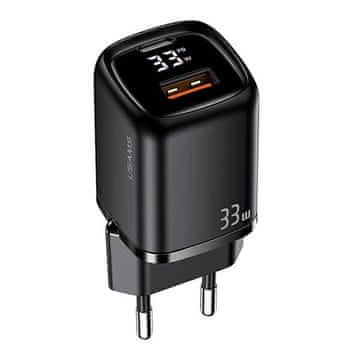 USAMS 33W Power Delivery brzo punjenje USB-C/USB crni zidni punjač