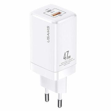 USAMS T41 USB-C+USB GaN 47WPD+QC (samo glava) Brzo punjenje bijela CC137TC02 (US-CC137)