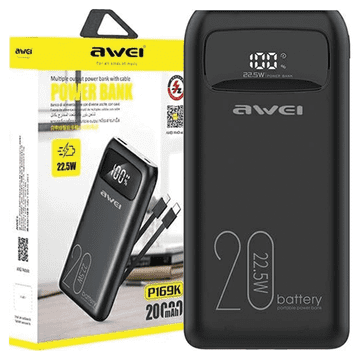 Awei Awei Powerbank P169K 20000Mah Za Xiaomi I Samsung Mobilne Telefone 22,5 W S Pd Kabelom