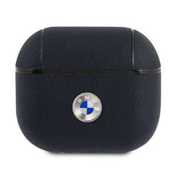Bmw kožna futrola za AirPods 3 sa srebrnim logom, tamnoplava