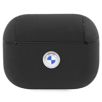 Bmw Futrola za AirPods Pro 2, prava koža, srebrni logo, crna