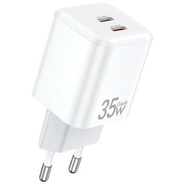 Awei 35W GaN napajanje 2x USB-C zidni punjač bijeli