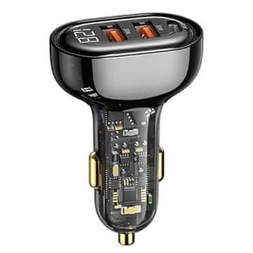 USAMS 125W auto punjač s brzim punjenjem 2xUSB + 1xUSB-C crni