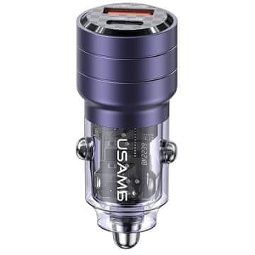USAMS 95W USB-C/USB-A auto punjač brzo punjenje ljubičaste boje