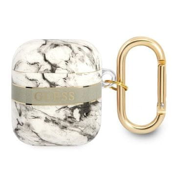 Guess Futrola za AirPods 1 s mramornim remenom, siva