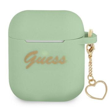 Guess silikonska maskica za AirPods 1 s privjeskom u obliku srca, zelena kolekcija