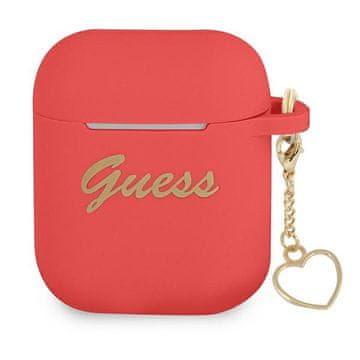 Guess silikonska maskica za AirPods 1 s motivom srca, crvena
