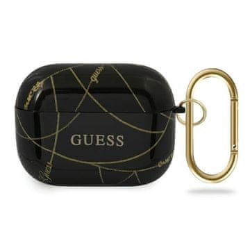 Guess Futrola za AirPods Pro kolekcija zlatnih lanaca, crna
