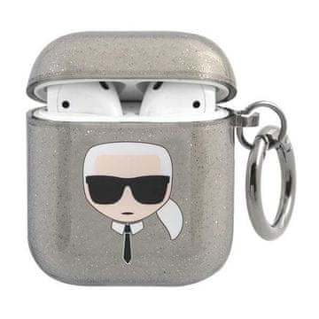 Karl Lagerfeld Glitter Karl's Head crna futrola za AirPods 1