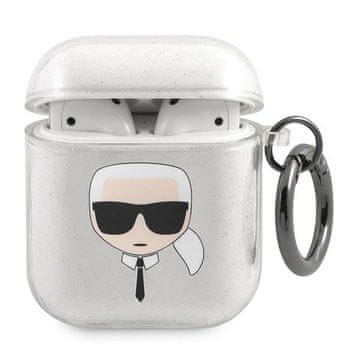 Karl Lagerfeld Futrola za AirPods 1 Glitter Karl's Head srebrna