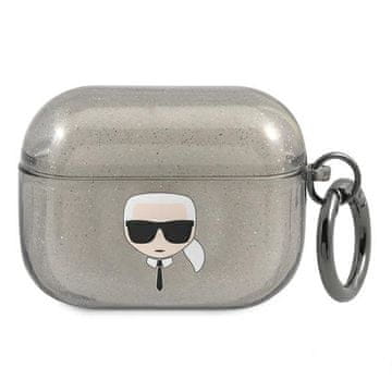 Karl Lagerfeld Glitter Karl's Head crna futrola za AirPods Pro