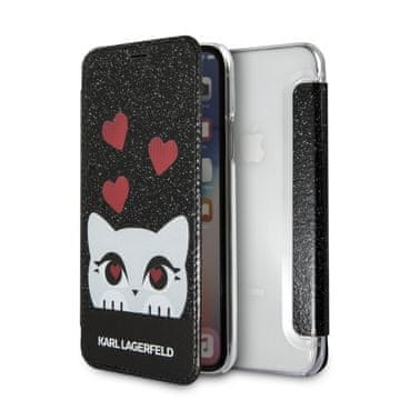 Karl Lagerfeld Valentine preklopna maskica za iPhone X, crna