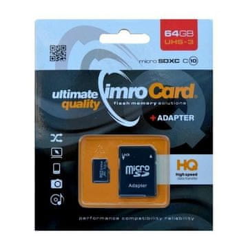IMRO Imro Microsdxc Memorijska Kartica 64Gb Za Mobitele I Tablete Uhs-3 Visoke Kvalitete