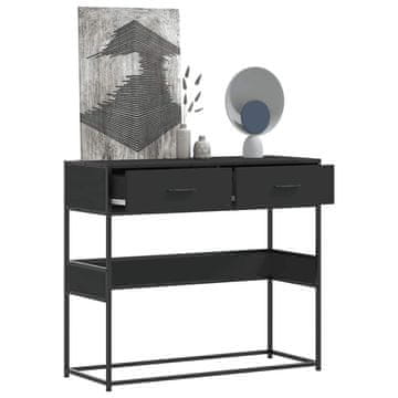 Vidaxl Konzolni stolić, crni, 90x35x80 cm, materijal na bazi drva