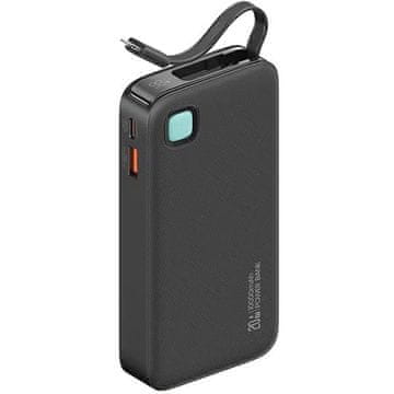 USAMS Powerbank 10000mAh s uvlačivim Lightning PD 20W kabelom crne boje