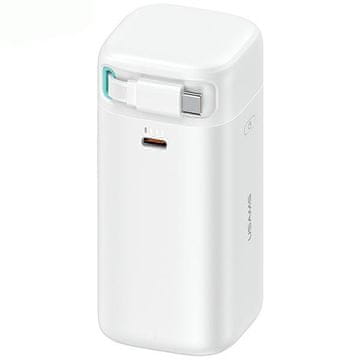 USAMS Powerbank s uvlačivim USB-C kabelom 18000 mAh PD45W bijela