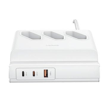 USAMS produžni kabel 65W Super SiFast za punjenje s USB-om, EU, bijela/bijela CC160TC01 (US-CC160)