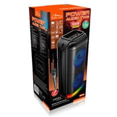 Media-Tech POWER AUDIO TWS - Prijenosni Bluetooth 5.3 zvučnik s disco rasvjetom. KARAOKE, FM radio, MP3, 50W RMS / 900W PMPO, litij-ionska baterija. Mikrofon uključen.