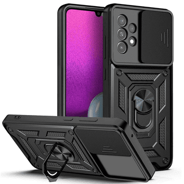 Onasi Silikonska maskica Armor Ring s zaštitom kamere za Samsung Galaxy A35 - crna
