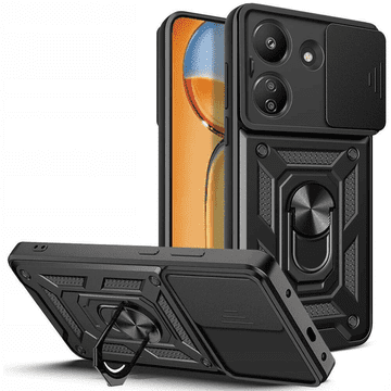 Onasi Silikonska maskica Armor Ring s zaštitom kamere za Xiaomi Redmi 13C - crna