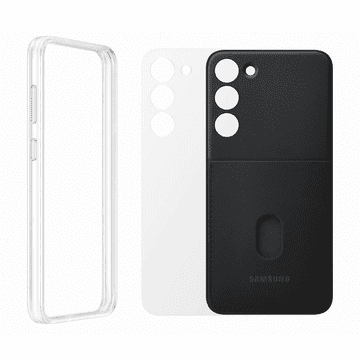 Samsung Original Silikonska maskica Frame Cover EF-MS916CBE za Galaxy S23 Plus 5G - prozoren bumper s steklom zadaj ili za karticu crn