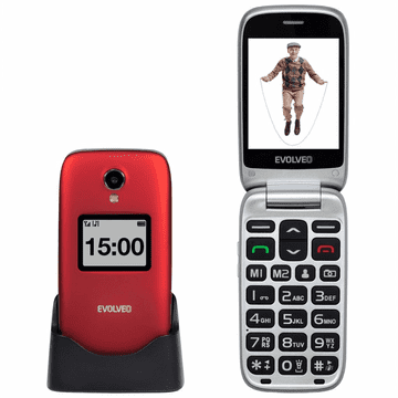 Evolveo Easyphone FS EP-771 preklopni telefon na tipke za starije 4G crveni