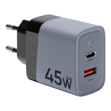Tactical Taktički adapter hišni punjač MicroGrid QC 45W ulaz 1x USB A i 1x Type C - Original (EU Blister) siva