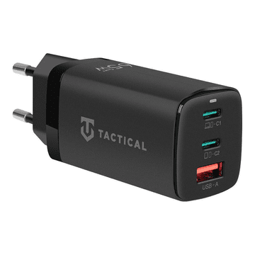Tactical Taktički adapter hišni punilec FlashBang Gun QC 65W ulaz 1x USB A i 2x Type C - Original (EU Blister) crn