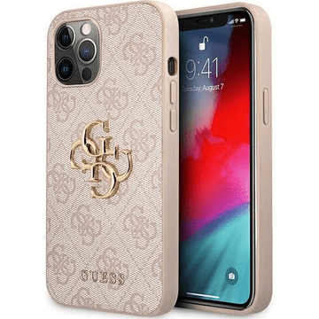 Guess GUHCP12M4GMGPI silikonska maskica za iPhone 12 / iPhone 12 Pro - roza s zlatim logom
