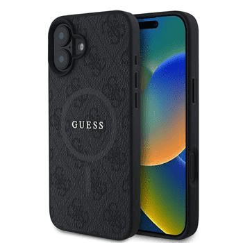 Guess Originalna maskica GUHMP16SG4GFRK za iPhone 16 - MagSafe - PU koža - crna