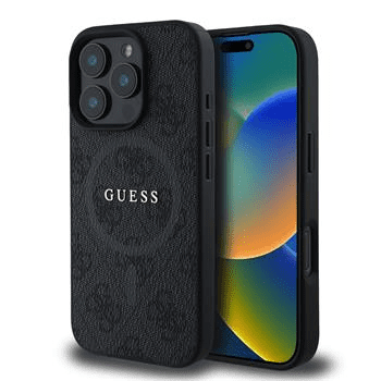 Guess Originalna maskica GUHMP16LG4GFRK za iPhone 16 Pro - MagSafe - PU koža - crna