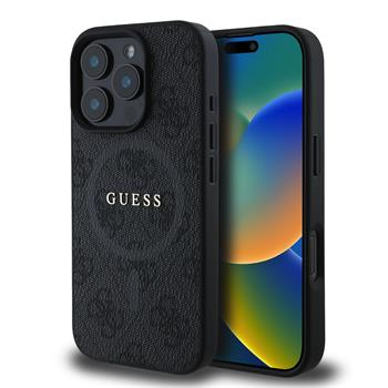 Guess Originalna maskica GUHMP16XG4GFRK za iPhone 16 Pro Max - MagSafe - PU koža - crna