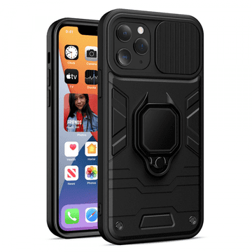 Onasi Silikonska maskica Armor Ring s zaštitom kamere za iPhone 16 Pro - crna