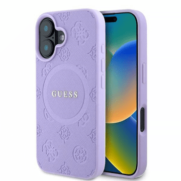 Guess Originalna maskica GUHMP16SPSAPSMEU za iPhone 16 - MagSafe - Saffiano - ljubičasta