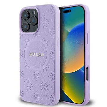 Guess Originalna maskica GUHMP16LPSAPSMEU za iPhone 16 Pro - MagSafe - Saffiano - ljubičasta