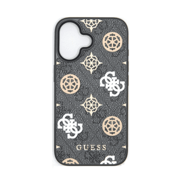 Guess Originalni ovitek GUHMP16SP4PWPK za iPhone 16 - MagSafe - Stamp - PU - crn