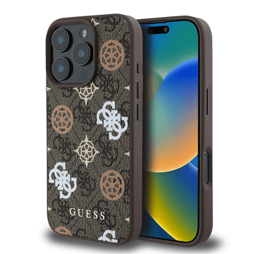 Guess Originalni ovitek GUHMP16LP4PWPW za iPhone 16 Pro - MagSafe - Stamp - PU - smeđi
