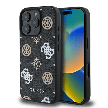 Guess Originalni ovitek GUHMP16XP4PWPK za iPhone 16 Pro Max - MagSafe - Stamp - PU - crn